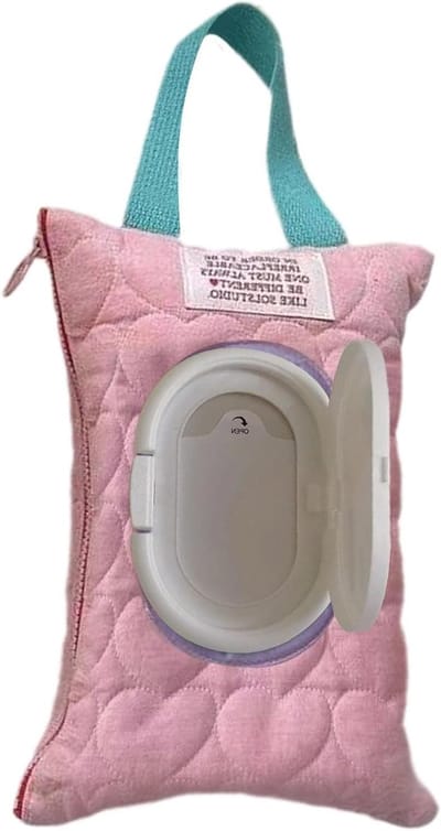 Luierdoekhouder - Dispenser - Onderweg - Zacht gevoerd - 23 x 17 cm - Roze