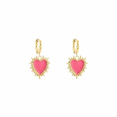 Bijoutheek Oorhangers Sprankelend Hart Fuchsia