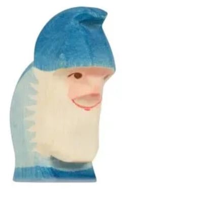 Ostheimer speelgoed dwerg blauw houten figuur