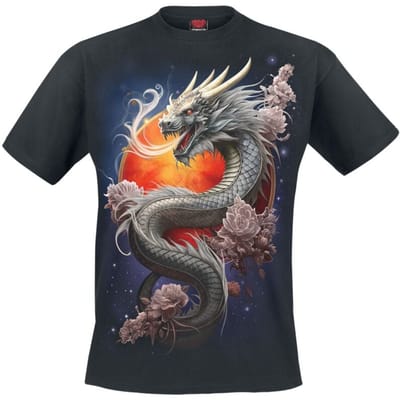 Spiral T-shirt - Sun Dragon - S tot 4XL - voor Mannen - zwart