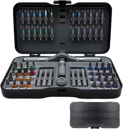 Magnetische Schroevendraaier - Precisie Toolset - Klusjes en Reparatie - 66 Delige Set - Compacte Koffer - Grijs
