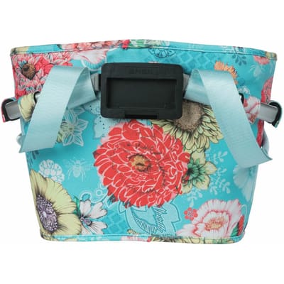 Waterdichte voorfietsmand gele bloemen met reflecterende Basil Bloom field klickfix