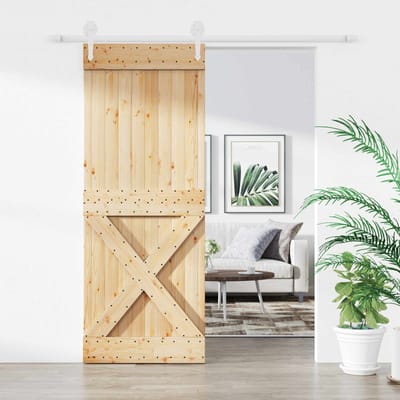 vidaXL - Schuifdeur - 80 - x - 210 - cm - Massief - Pine - Hout - (Onbehandeld)
