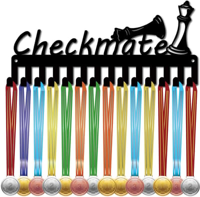 Allecto - Schaakmedaillehouder - Medaillehangers - IJzer - Zwart - Sportdecoratie - Voor internationale schaakmedailles - 28 x 12 cm