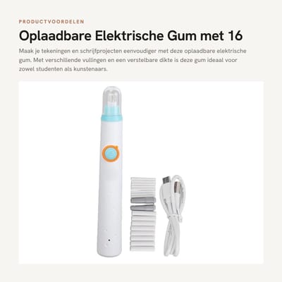 Dailygoods - Oplaadbare Elektrische Gum met 16 Vullingen voor Creatieve Projecten