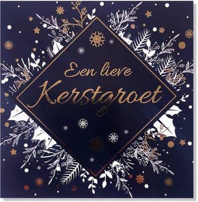 Luxe Kerstkaart Een Lieve Kerstgroet - 11,5x11,5cm - Gevouwen Foliekaart met envelop