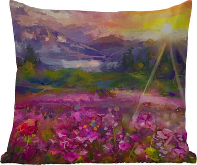 Buitenkussen - Schilderij - Olieverf - Bloemen - Natuur - Zon - 45x45 cm - Weerbestendig