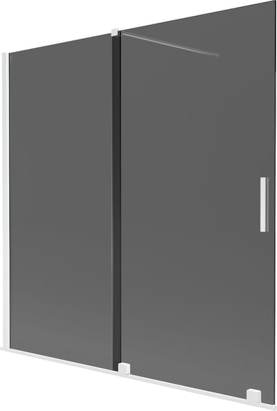 Mexen Velar badwand tweedelig schuifbaar 160 x 150 , grafiet, wit - 896-160-000-41-20