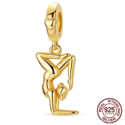 Fler® | Bedel | Past op populaire bedelarmbanden (standaard - 3mm) | Goudkleurige Turnster Bedel | Hangbedel Charm | 925 sterling zilver | Valentijnsdag Cadeau | Sinterklaas kado | Kerstcadeau | Verjaardagsgeschenk | Vriendschap