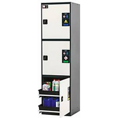 asecos CS-CLASSIC-MultiRisk chemische opslagkast, scharnierende deuren, zuiver wit front, B 545 x D 520 x H 1950 mm