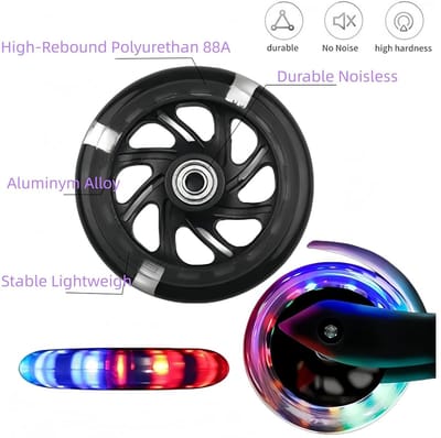 2 Stuks Lichtgevende Stuntstep Rollerwielen voor Zwarte Scooters 100mm - Helder Oplichtend