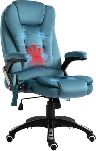 Ergonomische Massagestoel met Verwarmingsfunctie - Draaistoel voor Bureaubezigheden - Verstelbare Gamingstoel in Blauw