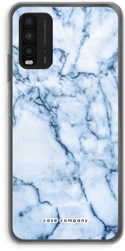 Case Company® - Hoesje geschikt voor Xiaomi Redmi 9T hoesje - Blauw marmer - Soft Cover Telefoonhoesje - Bescherming aan alle Kanten en Schermrand