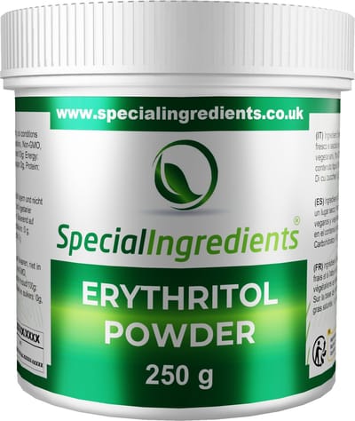 Erythritolpoeder - 250 g - Hoogwaardige, Ultrafijne Zoetstof - Moderne Gastronomie - Moleculair Koken - Hersluitbare Pot - Recycled Plastic