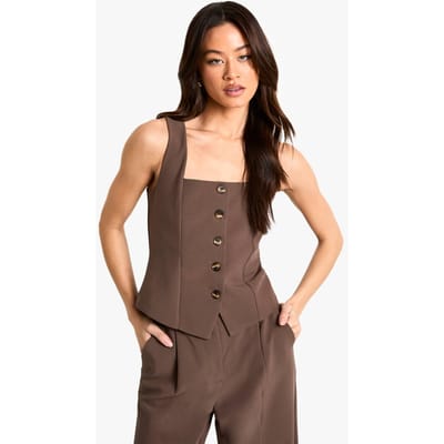 boohoo Dames Tall Essential Square Neck Waistcoat | Taupe | Maat: 36