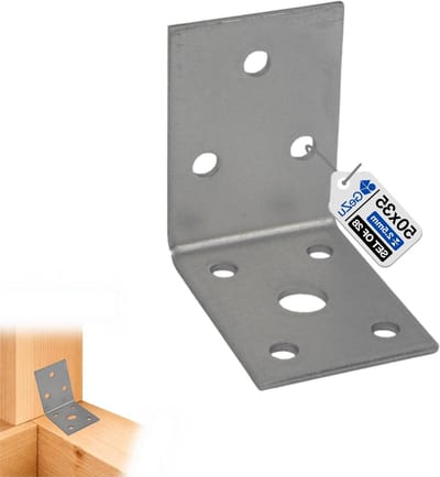 Hoekverbinder Gegalvaniseerd - Verbindingshoek Balkijzer - Houten Constructies Bouwen - Stevige Stalen Verbinding - 50 x 50 x 35 mm