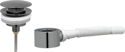 Ben Push Wastafel Afvoerplug Set - Afsluitbaar - met plat Meubelsifon 5/4" - Geborsteld zwart