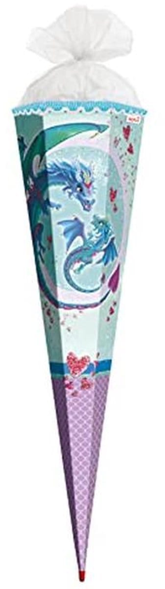 Schooltas met grote drakenliefde en glitter - 85 cm - 6-hoekig, rood (h)-punt, tule sluiting