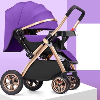 Cabrio Kinderwagen - Compacte Buggy - Baby Vervoeren - Aluminium Frame - 50 x 73 x 100 cm - Paars