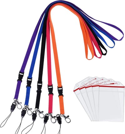 Kleurrijke Lanyard en Badgehouder Set - 5 Sets van Duidelijke Vinyl ID Badgehouders met Afneembare Polyester Lanyards