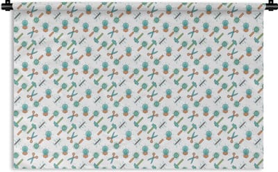 Wandkleed - Wanddoek - Schaar - Potlood - Patronen - 180x120 cm - Wandtapijt