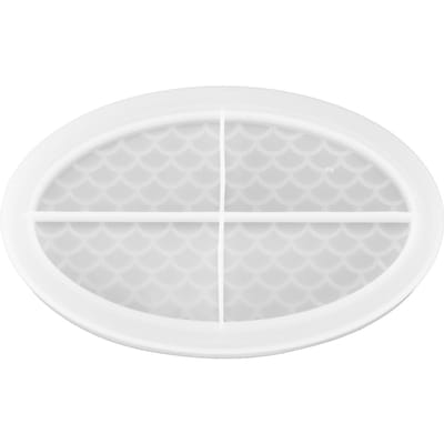 Moule pour Coulée de Résine Époxy Plateau à Fruits Moule en Silicone Plateau Décoratif Assiette Accessoire de Moule DIY Ovale Poisson white