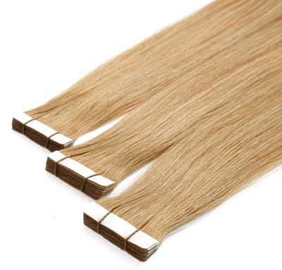 hair2heart Premium Tape Extensions Echt haar glad - 10 tapes 2,5 g 60 cm 9/31 lichtblond goud-as
