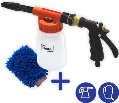 Timto Schuimapparaat voor Tuinslang - Schuimsproeier - Foam Gun - Snow Foam - Autowas - Schuimpistool - Spuitpistool - Gardena Aansluiting - Autoshampoo - Sproeier - Auto Poets Producten - Schuimlans - Honden bad - Wassen - Paard - Paarden - Hond
