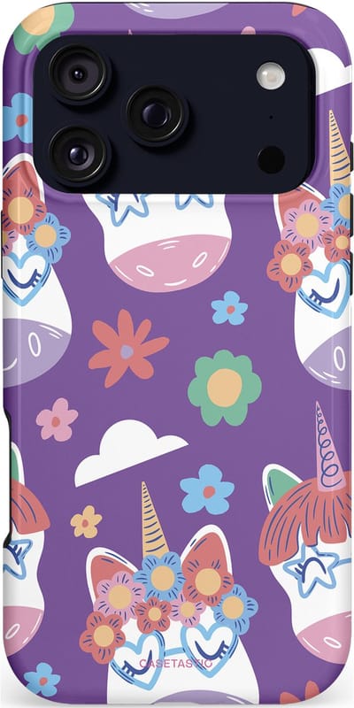 Casetastic hoesje geschikt voor Apple iPhone 17 Pro Max - MagSafe - Dubbellaagse bescherming - Eenhoorn Magie - Fashion Case - Lavendel Wit Lichtroze