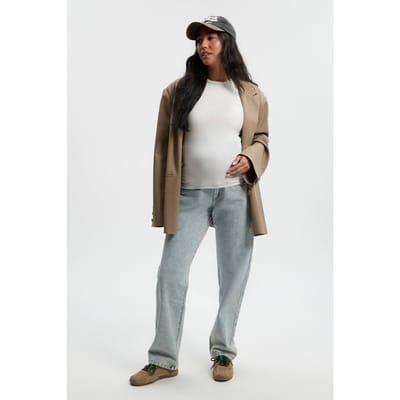 boohoo Dames Zwangerschapsjeans Over-de-Bump met rechte pijp | Light Blue | Maat: 16