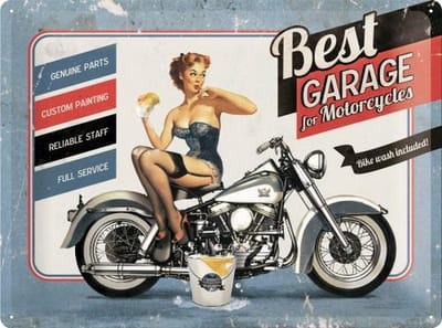 Best Garage For Motorcycles  Metalen wandbord in relief 40 x 30 cm