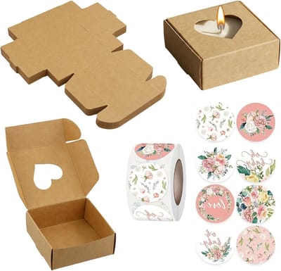 Hartvormige Kraftpapier Dozen 30 Pack 7.1x7.2x3.1cm, Lege Chocolade Traktatie Dozen, Kaarsverpakking, Geschenkdozen voor Bruiloft, Feest en Zeep