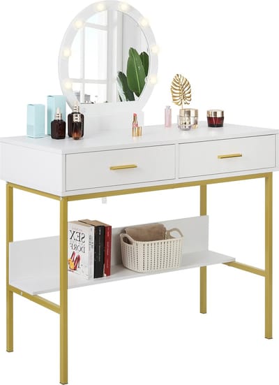 Happyment Kaptafel Deluxe - met hangende spiegel - Kinderen & volwassenen - Make up tafel voor meisjes - Black friday - Kerstcadeau