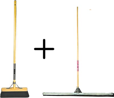 Synx Tools Paardenhaar 29cm + Vloertrekker 100cm met Steel 150cm - Kamerveger – Vloerreiniger – Moppen – Zachte binnenbezem met steel 120cm