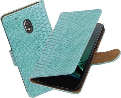 BestCases.nl Turquoise Slang booktype hoesje voor Motorola Moto G4 Play