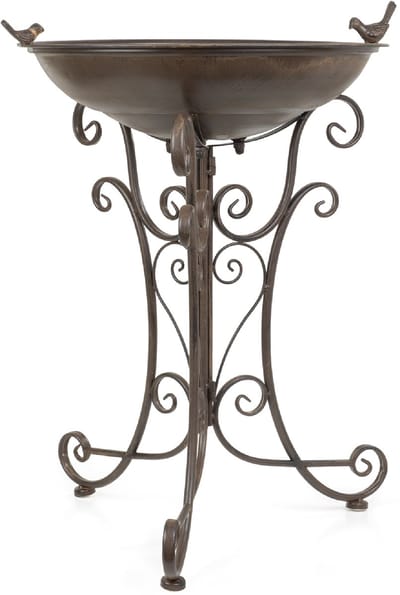 Moritz Vogelbad XL – Bruin Metalen Vogelbad op Voet – 72 cm – Vintage Vogeltränke voor Tuin & Terras