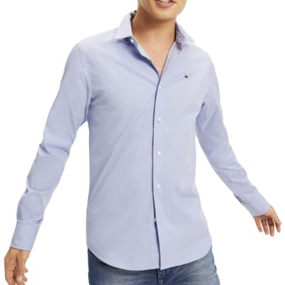 Tommy Hilfiger Tommy Jeans herenpoplinhemd met slanke pasvorm - LAVENDER LUSTRE S