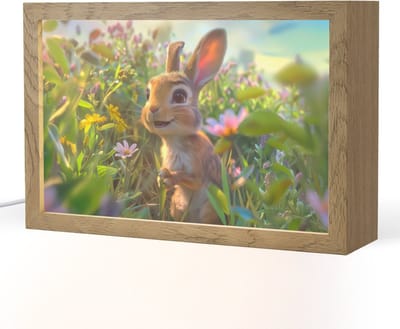 Nachtlampje 30x20 cm - Kinder lampje - Konijn - Dieren - Natuur - Tafellamp kinderkamer - Slaapkamer lamp - Bedlamp kinderen - Kinderlampje stopcontact - Wandlamp babykamer - Nachtlampjes