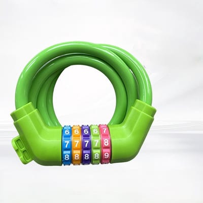 Fietsslot met cijfers voor kinderen (10 mm x 1,2 m), antidiefstalkabelslot met codecombinatie, fietscombinatieslot voor meisjes en jongens, fietsaccessoires, kinderfietsslot (groente)