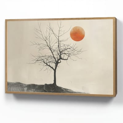 Wandlamp 90x60 cm - Oplaadbaar - Boom - Zon - Modern - Landschap - Wandlampen binnen woonkamer - Slaapkamer lamp - Decoratieve nachtlamp - Vloerlamp draadloos