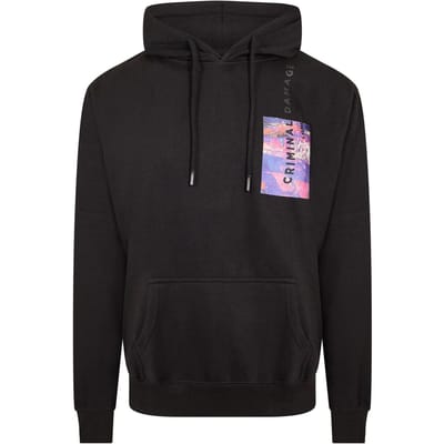 Criminal Damage Hoodie voor heren met grafische print (Zwart)