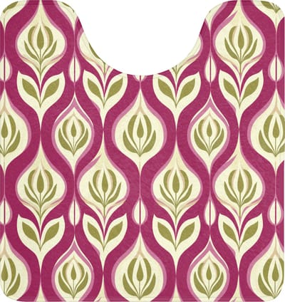 WC mat met uitsparing 55x60 cm - Antislip - Retro - Floraal - Paars - Toiletmat met uitsnijding - Vloermat - Douchemat - Toilet tapijt - Toiletmatten