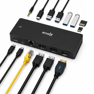Xedor® Dockr - Docking Station Laptop USB-C 13-in-1 - 2x DP 1.4 - 1x HDMI 4K/60Hz - PD 100W