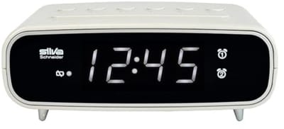 Klokradio met alarm - Wekker radio - Wakker worden - Dubbel alarm - 14 cm breed - Wit