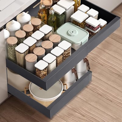 Famanu - Set van 20 houten kleerhangers met antislip en schoudergroeven – Zwart