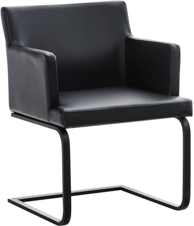 CLP Zavor Eetkamerstoel met armleuning - Vrijzwevende designstoel - Comfortabele luxe keukenstoel - Max. 150 kg - Kunstleder - zwart/zwart