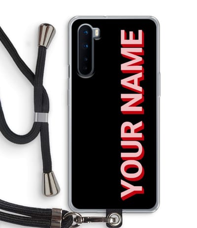 Gepersonaliseerd - Case Company® - Hoesje met koord geschikt voor OnePlus Nord hoesje met Koord - Namecase - Telefoonhoesje met Zwart Koord - Bescherming aan alle Kanten en Over de Schermrand