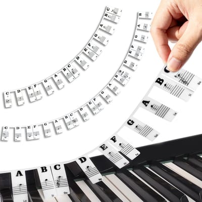 Verwijderbare Piano Toets Stickers - Noten en Letters voor 61 Toetsenbord