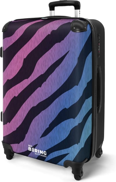 NoBoringSuitcases.com® - Koffer groot - Rolkoffer lichtgewicht - Kleurrijke zebra print - Travel luggage suitcase - Reiskoffer met 4 wielen - Grote trolley XL - 20 kg bagage