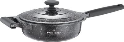 Swiss Haus® MDF28S Hapjespan Inductie met Deksel - Ø 28 cm / 4,5 Liter - PFAS Vrij - Hapjespannen Voor Alle Warmtebronnen - Braadpan Met Sapphire™ Antiaanbaklaag - Grijs